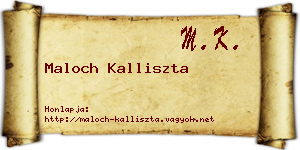 Maloch Kalliszta névjegykártya